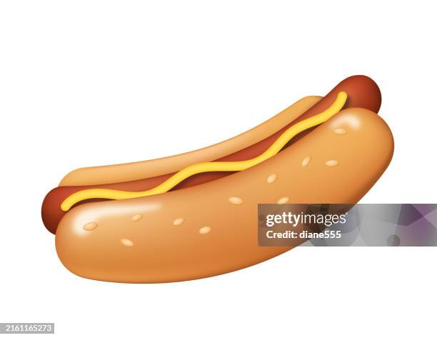 stockillustraties, clipart, cartoons en iconen met cute bbq hotdog icon in 3d style on a transparent background - hotdog