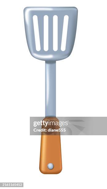 stockillustraties, clipart, cartoons en iconen met cute bbq spatula icon in 3d style on a transparent background - spatel