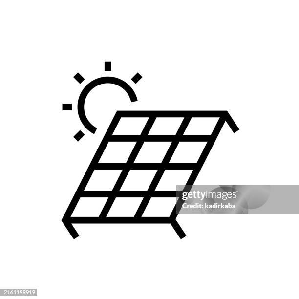 symbol für die solarpanel-linie. grüne energie, nachhaltige energie, erneuerbare energien. - solaranlage stock-grafiken, -clipart, -cartoons und -symbole