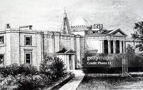 Engraving depicting the Cambridge University Observatory. Dated 19th Century.