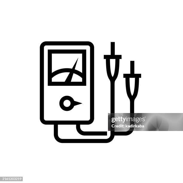 ilustraciones, imágenes clip art, dibujos animados e iconos de stock de icono de línea de multímetro. - corriente-de-alto-voltaje
