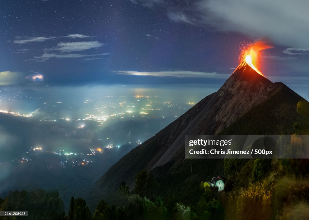 Scenic view of sea against sky at night,Guatemala