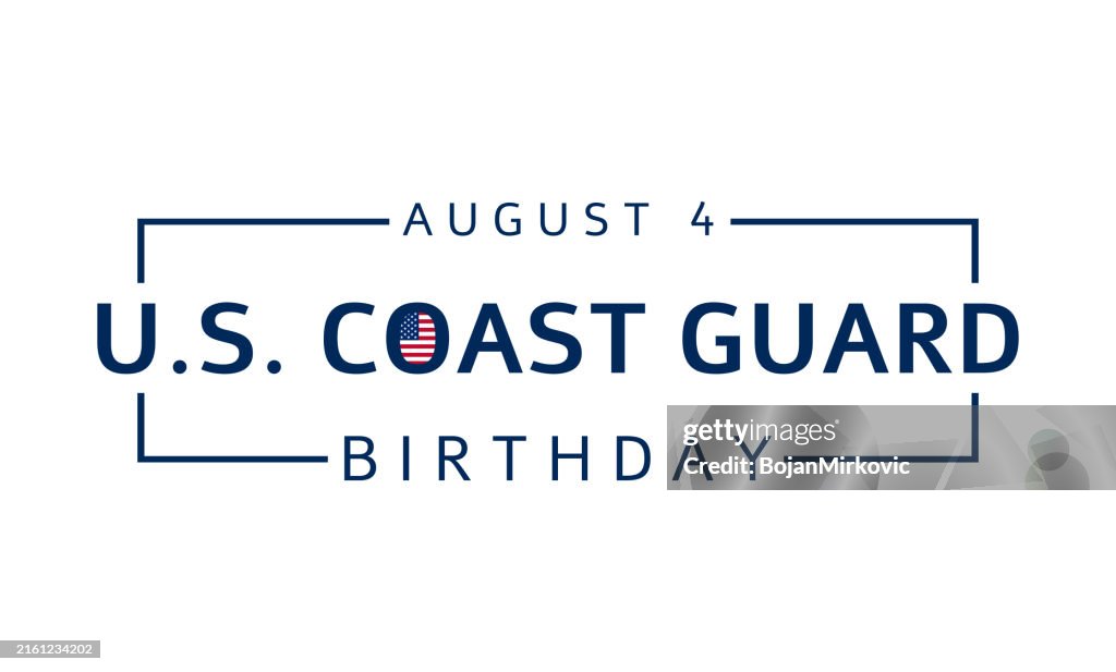 U.S. Coast Guard Birthday card, August 4. Vector