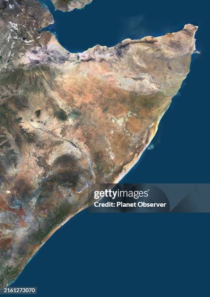 Color satellite image of Somalia and neighbouring countries.