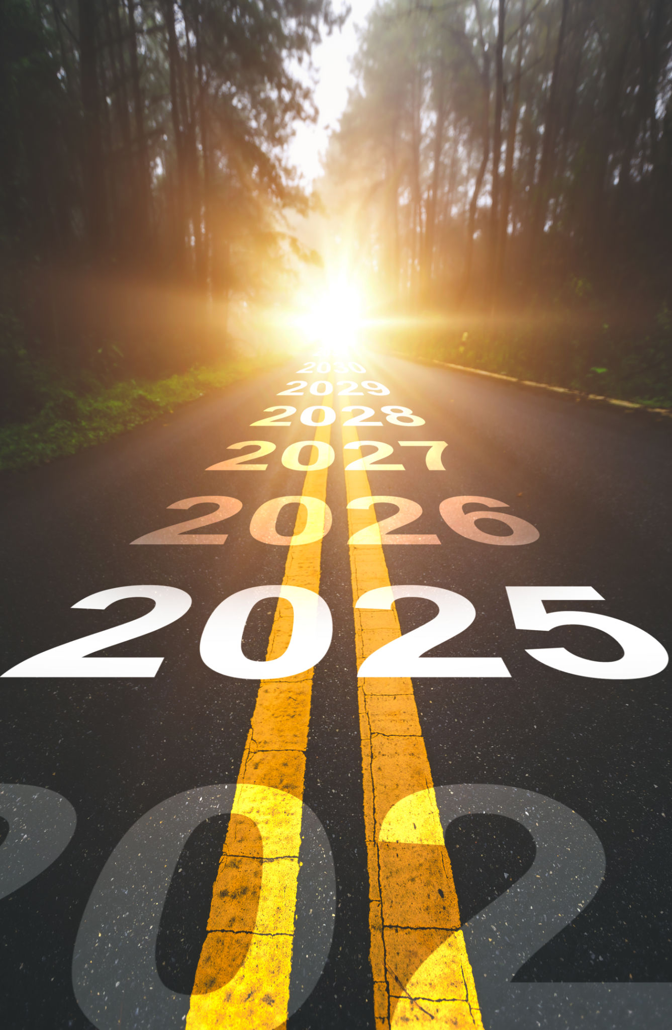 2025, Road, New Year, The Way Forward, Hope - Concept, Calendar, Planning, Aspirations,Vertical 2025, Road, New Year, The Way Forward, Hope - Concept, Calendar, Planning, Aspirations,Vertical