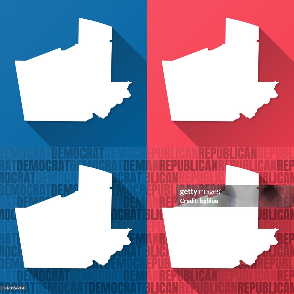 Condado de Carroll, Georgia. Mapas sobre fondos azules y rojos