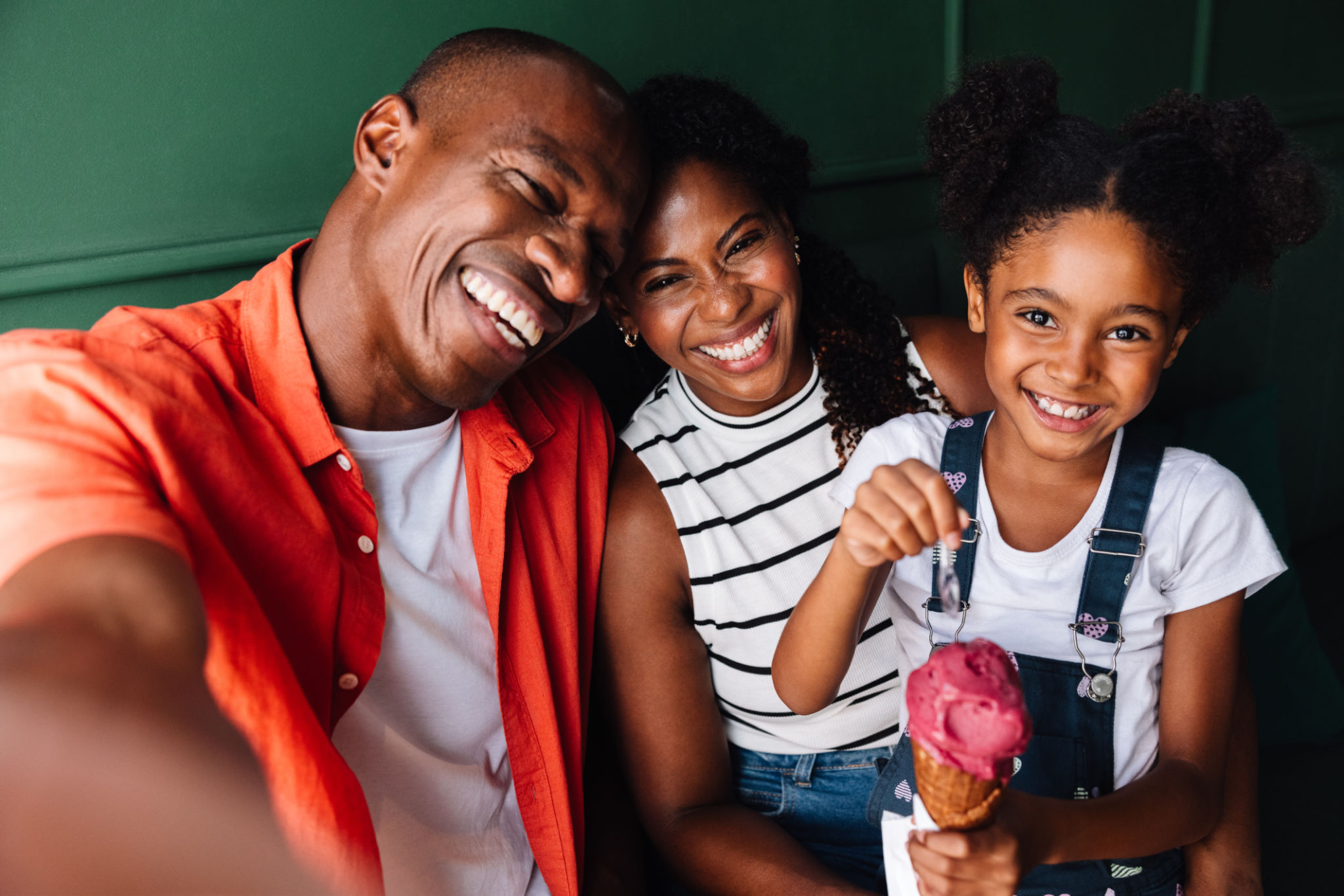 family enjoying ice cream