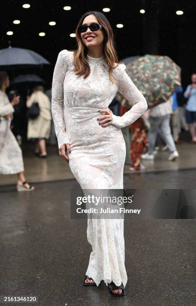 Myleene Klass poses for a photo during day nine of The Championships Wimbledon 2024 at All England Lawn Tennis and Croquet Club on July 09, 2024 in...