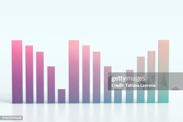 gradient bar chart showing data variations in a white background. business growth, data analysis, stock market concept - representar fotografías e imágenes de stock