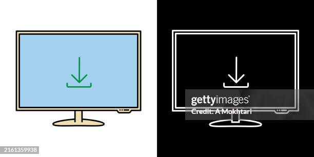 screen icon with download. - interactive television stock illustrations