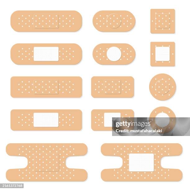 medical adhesive bandages set - bandage stock illustrations