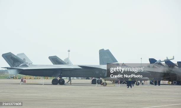 China's homegrown J-20 stealth fighter is making a brief ground display at the 2022 Zhuhai Air Show in Zhuhai, Guangdong province, China, on November...