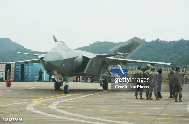 China's homegrown J-20 stealth fighter is making a brief ground display at the 2022 Zhuhai Air Show in Zhuhai, Guangdong province, China, on November...