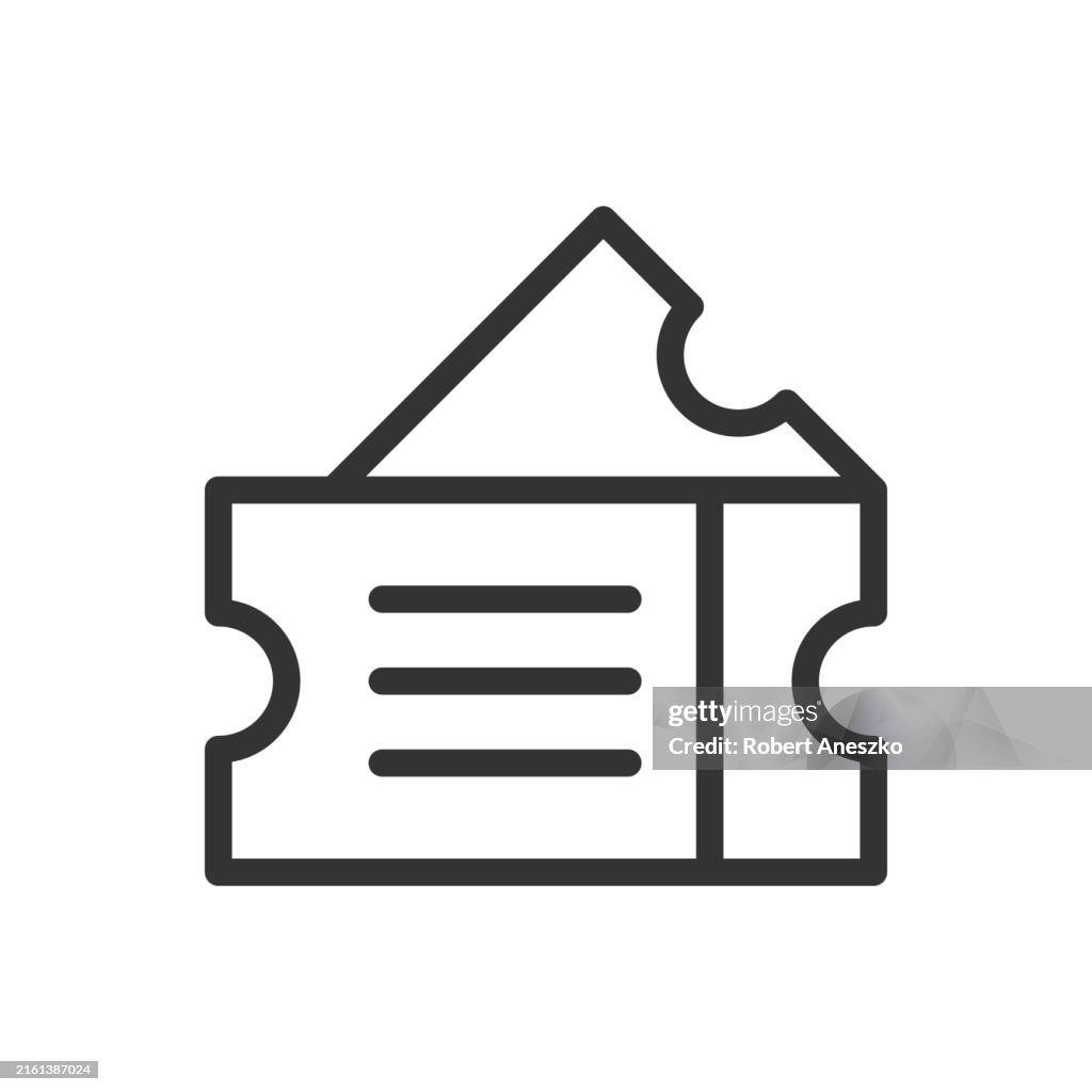 Ticket Line Vektor Symbol auf weißem Hintergrund. Bearbeitbarer Strich. Vektorillustration, Symbol.