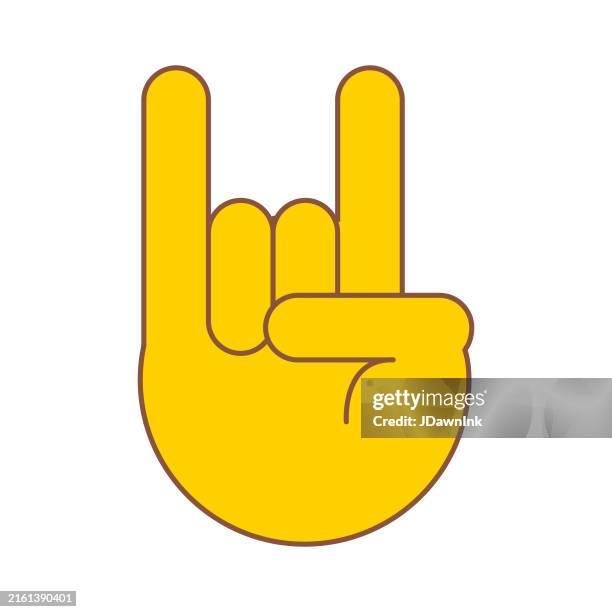 simple hand sign of the horn gesture emoji icon on white background - horn sign stock illustrations