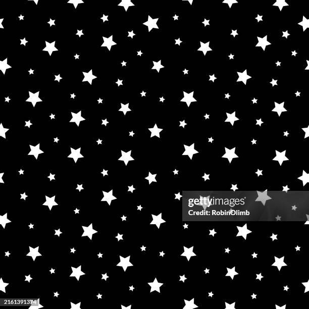 weiße sterne auf schwarzem hintergrund nahtloses muster - sternenmuster stock-grafiken, -clipart, -cartoons und -symbole