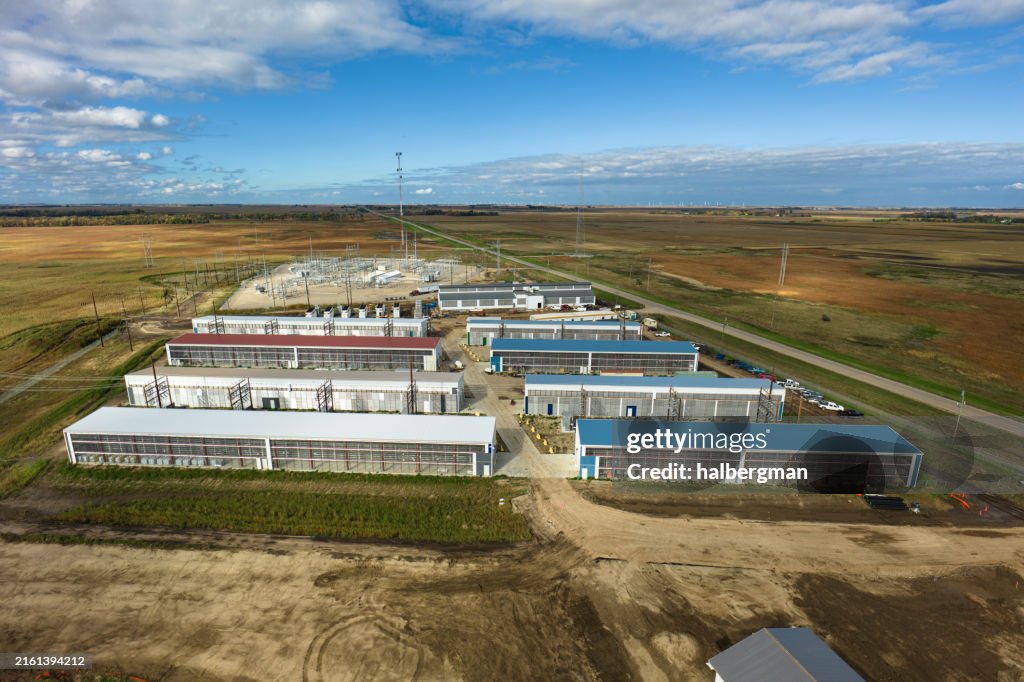 Drone Shot of Data Center in North Dakota