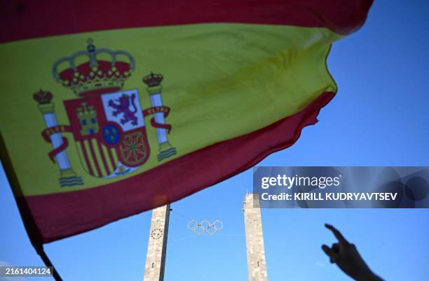 Spanish fans arrive outside the stadium for the UEFA Euro 2024 final football match between Spain and England at the Olympiastadion in Berlin on July...