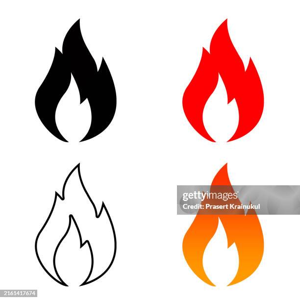 fire icon. vector illustration - flame stock pictures, royalty-free photos & images