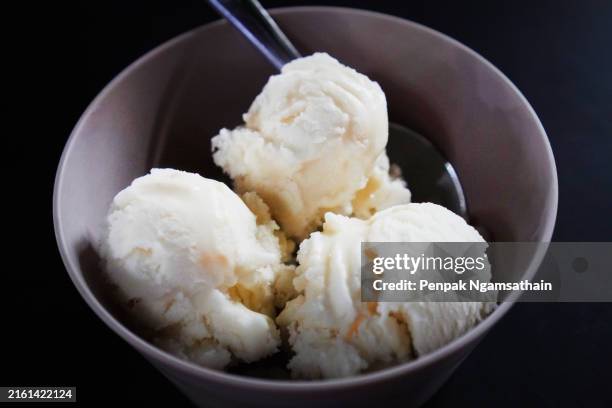 coconut milk ice cream - vanilla ice cream stock pictures, royalty-free photos & images
