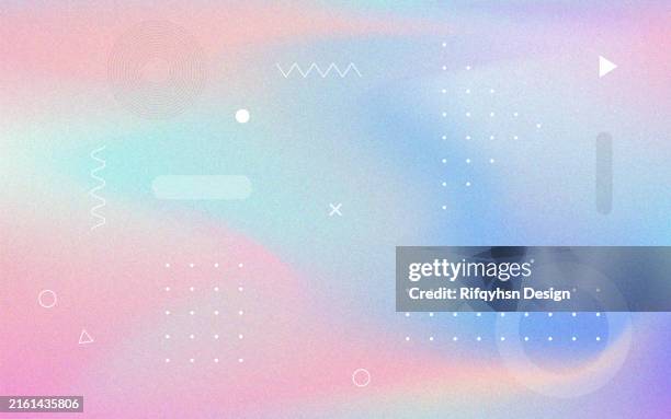 abstract pastel holographic blurred grainy gradient background with geometric shape element design. for landing page, book covers, brochures, flyers, magazines, any brandings, banners, headers, presentations, and more. - pastel mint blue pink stock illustrations