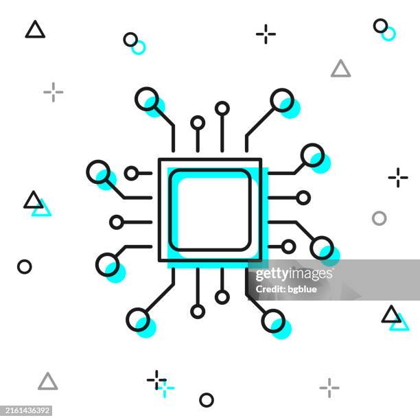 processor. line icon on white background - quantum stock illustrations