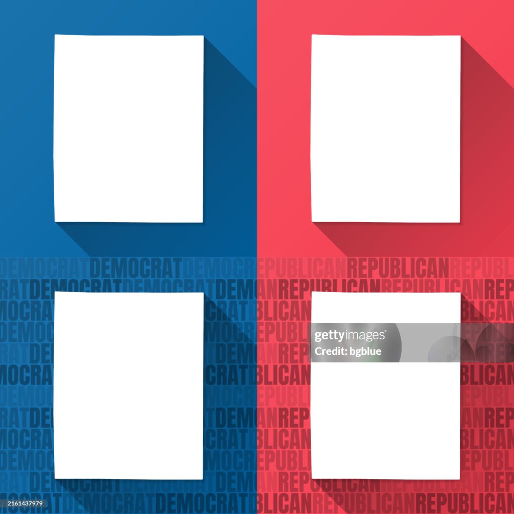 Condado de Linn, Iowa. Mapas sobre fondos azules y rojos