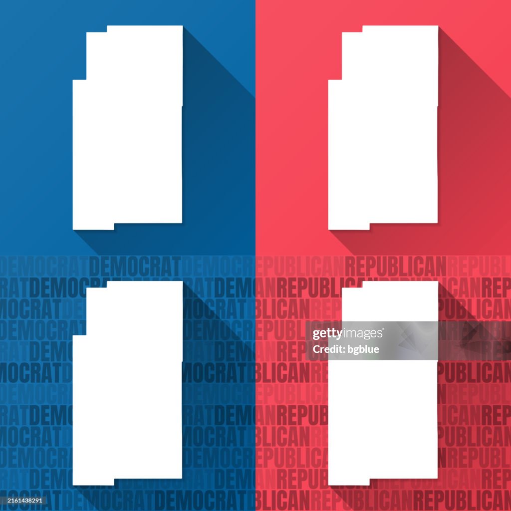 Lee County, Mississippi. Maps on blue and red backgrounds