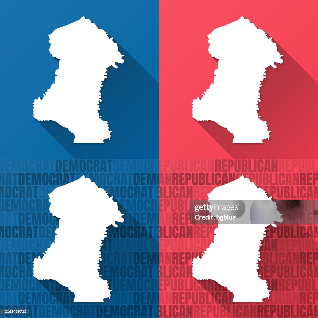 Sherman County, Oregon. Maps on blue and red backgrounds