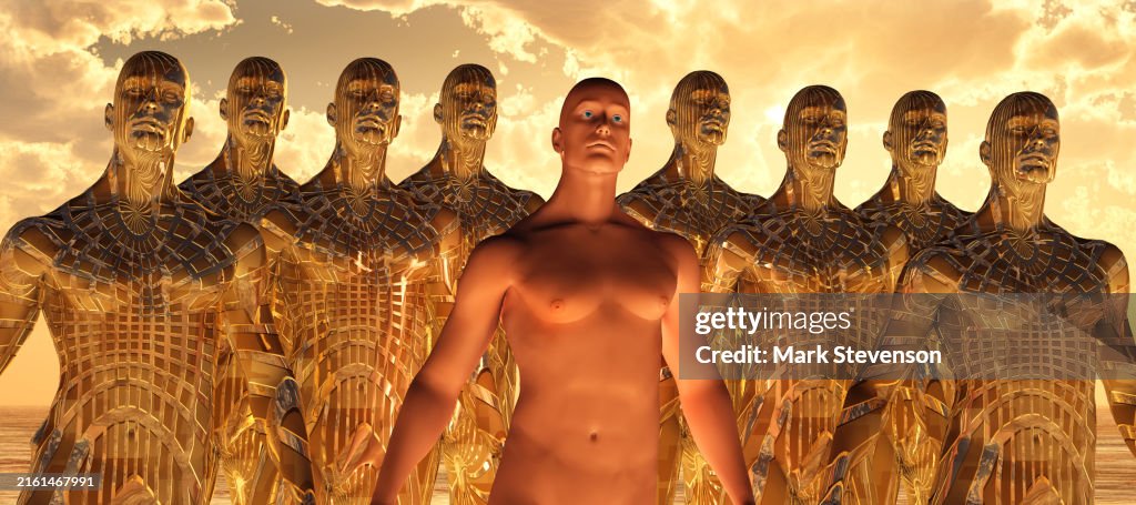 Transhuman Characters Individual Human And A Group Of Transhumans High-Res Vector Graphic ...