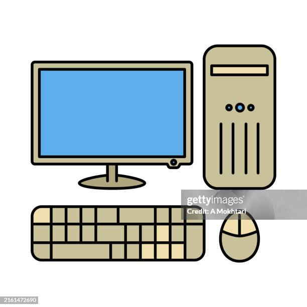 desktop computer icon. - monitor keyboard mouse stock illustrations