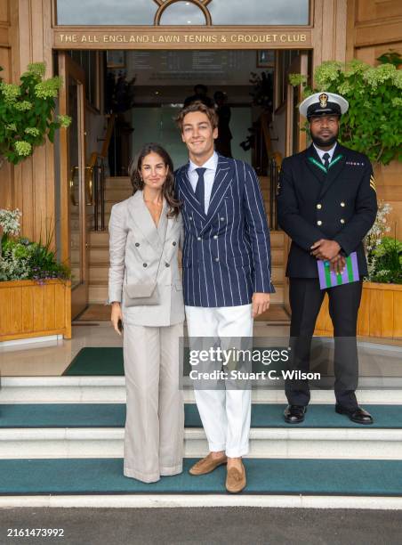 George Russell and Carmen Montero Mundt attend the Wimbledon Championships 2024, held at The All England Lawn Tennis Club, Wimbledon. Day 10, on July...
