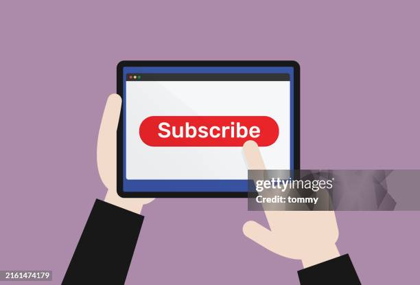 press subscribe button on tablet - ask for help vector stock illustrations