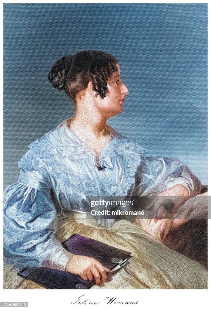 Portrait of Felicia Dorothea Hemans (25 September 1793 – 16 May 1835) an English poet (who identified as Welsh by adoption)