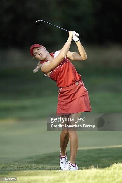 Natalie Gulbis hits a shot on the 7th hole during the second round of the U.S. Women's Open on July 4, 2003 at Pumpkin Ridge Golf Club in North...