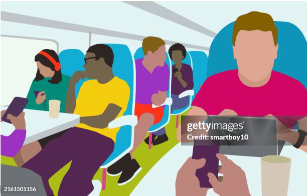 train passengers - crowded train stock illustrations