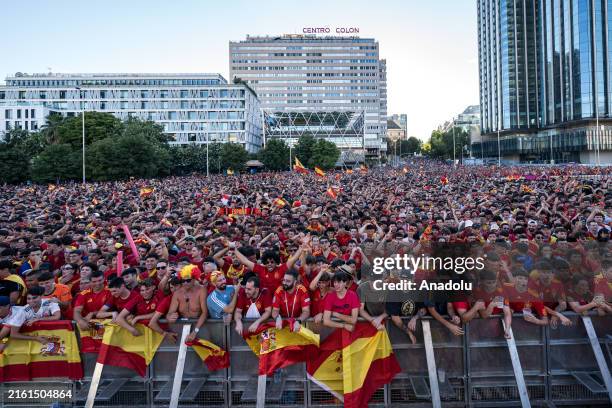 Spain Fans Thousands of fans gather at Plaza de Colon to watch the final of Euro ...