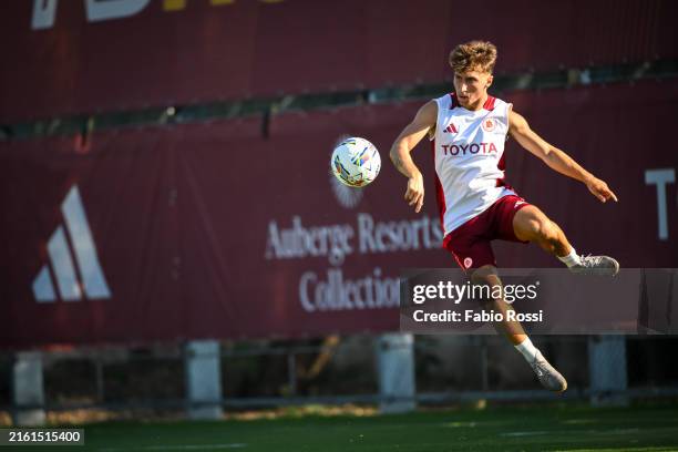 Roma player Tommaso Baldanzi during a training session at Centro Sportivo Fulvio Bernardini on July 10, 2024 in Rome, Italy.