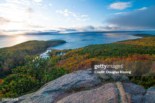 beehive trail hike, acadia national park - northeast-harbor stock pictures, royalty-free photos & images