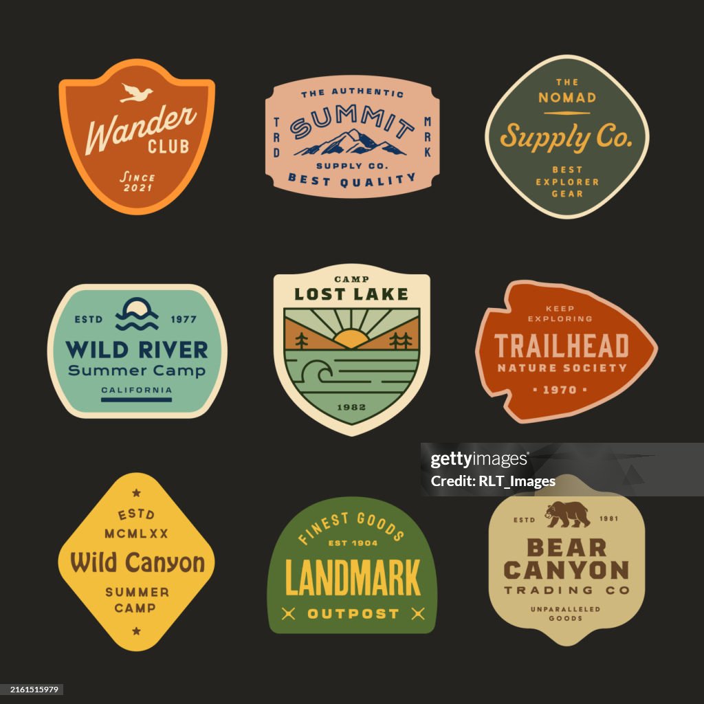 Mid-century Retro Adventure Badge Designs