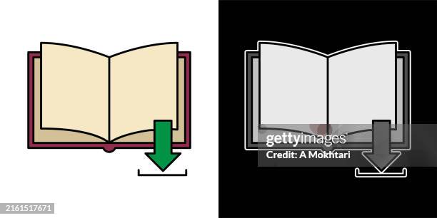 ilustraciones, imágenes clip art, dibujos animados e iconos de stock de icono de libro con descarga. - ebook download icon