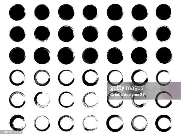 hand drawn grunge circles collection vector design. - paint brush circle stock illustrations