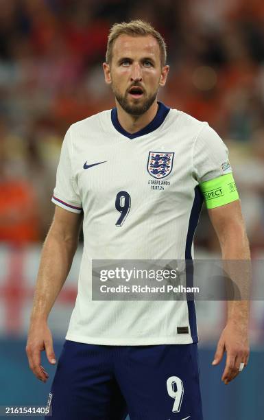 Harry Kane of England during the UEFA EURO 2024 semi-final match between Netherlands and England at Football Stadium Dortmund on July 10, 2024 in...