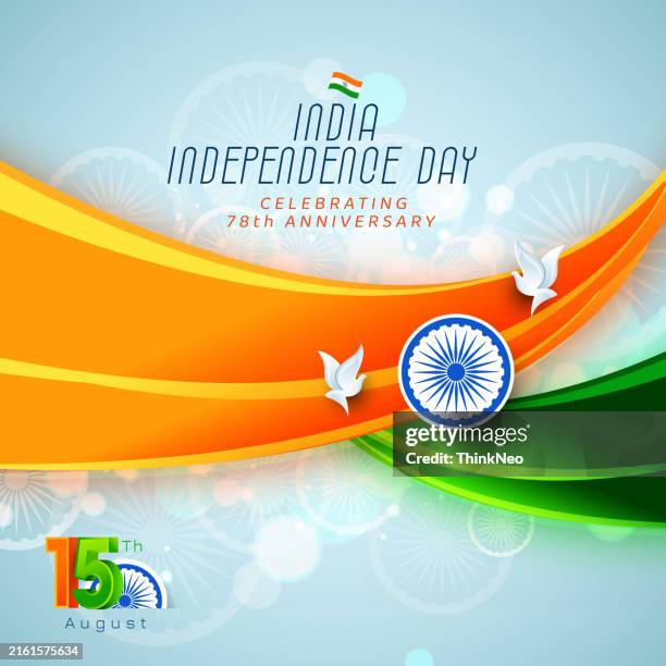 independence day flag with ashoka chakra - august stock illustrations