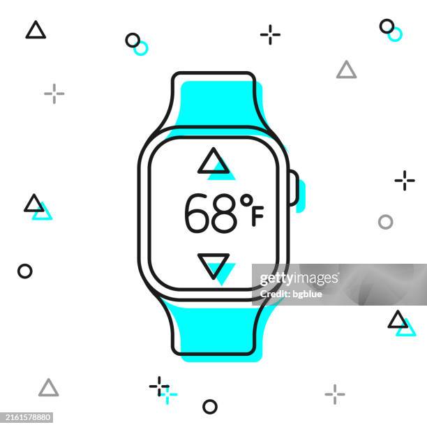 smartwatch with heating control. line icon on white background - measuring height stock illustrations