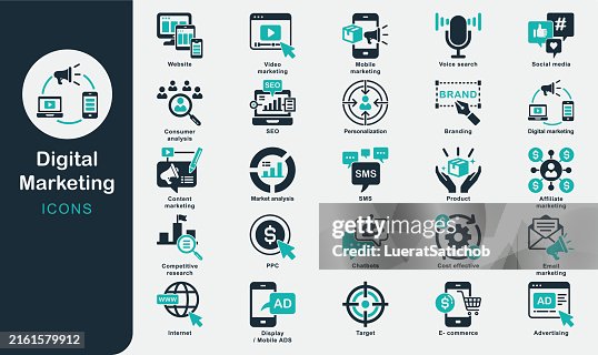 Digital Marketing solid icons collection.E-commerce, PPC, Mobilemarketing, Website, SEO, Content, Affiliate marketing, Email, Video, Social media, SMS, Branding, Advertising, Product, Market analysis Digital Marketing solid icons collection.E-commerce, PPC, Mobilemarketing, Website, SEO, Content, Affiliate marketing, Email, Video, Social media, SMS, Branding, Advertising, Product, Market analysis