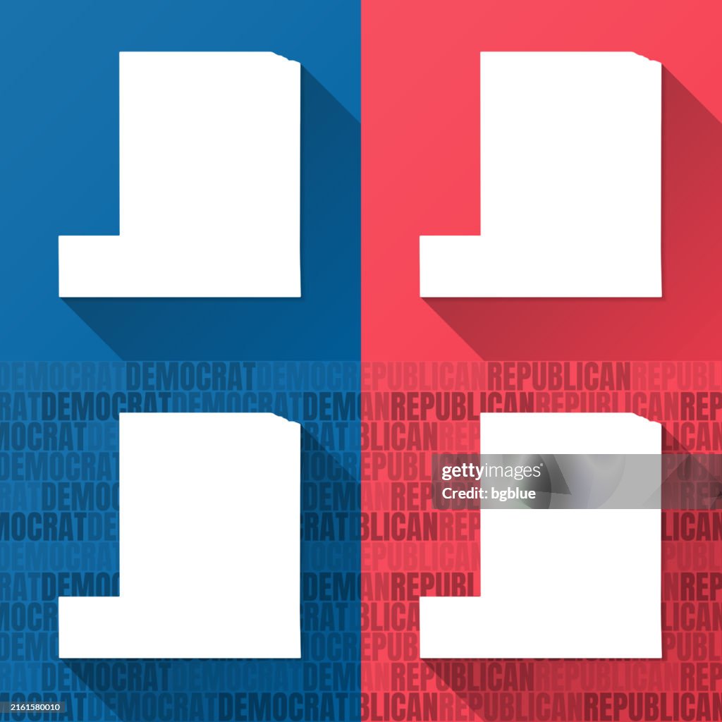 Gosper County, Nebraska. Maps on blue and red backgrounds