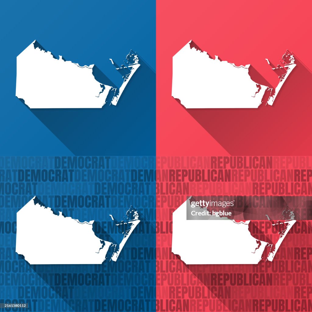 Nueces County, Texas. Maps on blue and red backgrounds