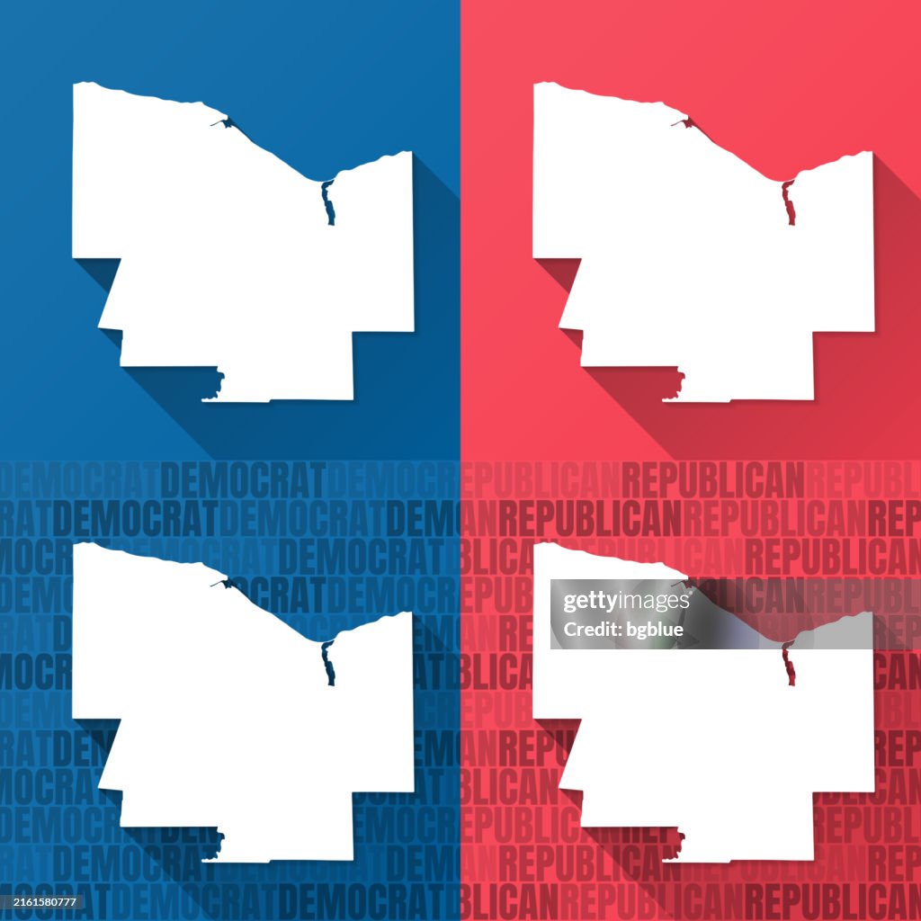 Monroe County, New York. Maps on blue and red backgrounds