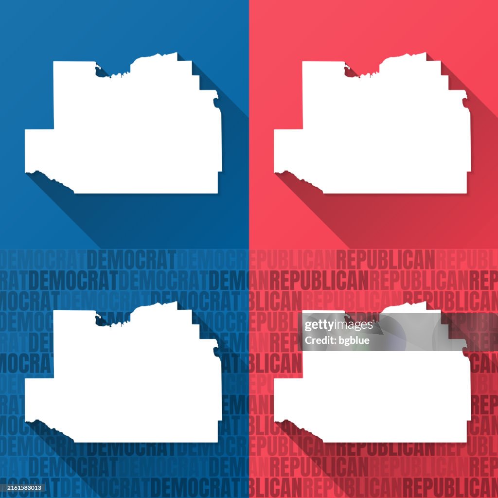 Marion County, Florida. Maps on blue and red backgrounds